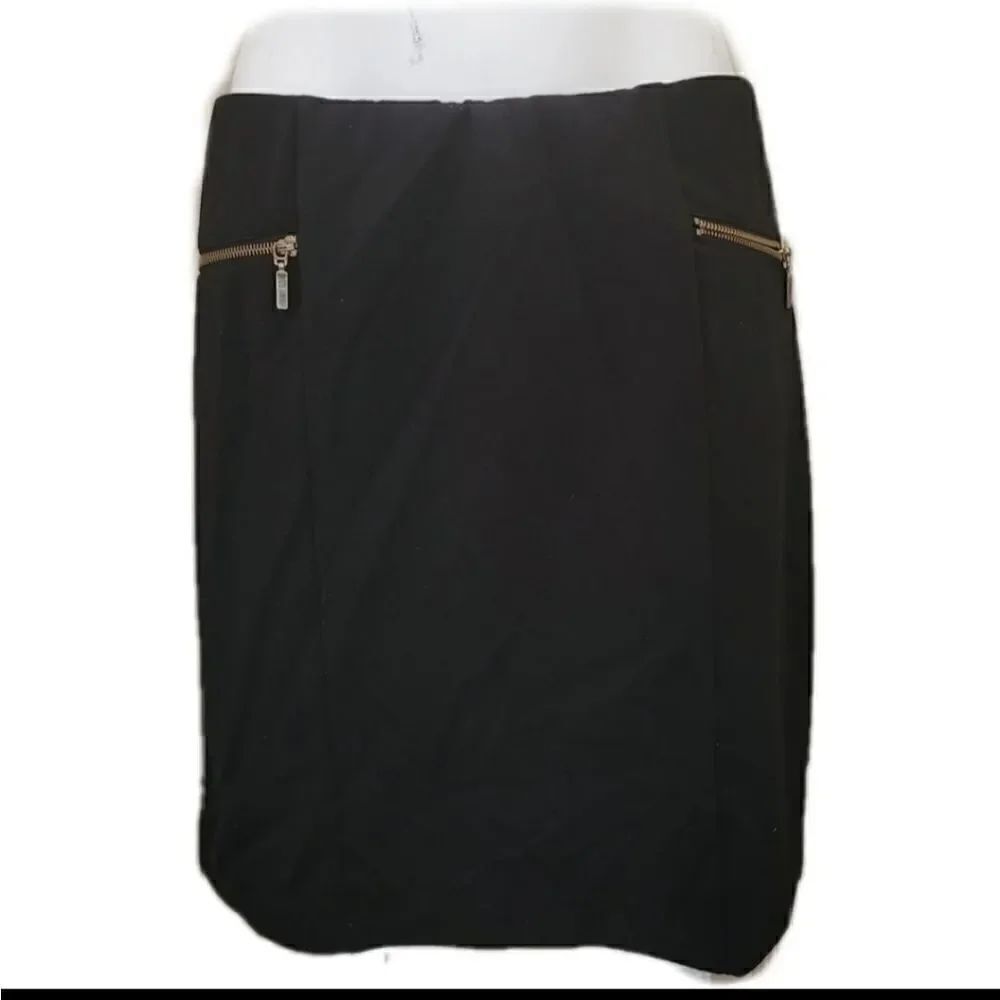 Above knee golden zipper skirt pull on comfort